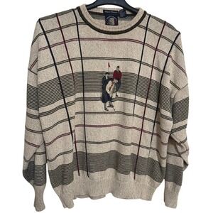 Vintage Salty Dog Gant Sweater Mens 3XL golf embroidery striped hand framed knit